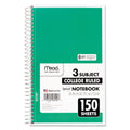 Mead Spiral Notebook, 3 Subject, Medium/College Rule, Randomly Assorted Covers, 9.5 x 5.5, 150 Sheets