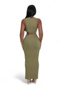 Ribbed Cut Out Slit Maxi Dress by The House of Stylez