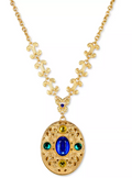 Patricia Nash Gold-Tone Multicolor Stone Oval Filigree Locket 29-1/2 Pendant by Vanessa Jane