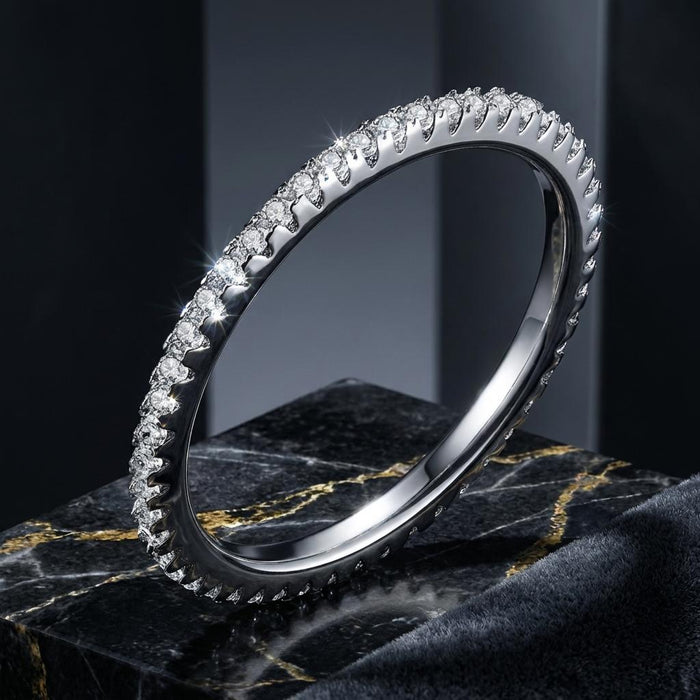 925 Sterling Silver Platinum Plated CZ Pavé Setting Ring Size 5.0 for Women by Bids.com