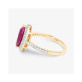 1.45 Ct Marquise Pink Ruby Diamond Prong 10K Gold Halo Pave Band Ring by Fine Color Jewels