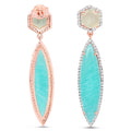 14K Rose Gold Plated 17.14 Carat Genuine Amazonite, Prehnite And White Topaz .925 Sterling Silver Earrings by Bids.com