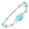 25.50 Ct Marquise Aqua Blue Amazonite Bezel Sterling Silver Strand Bracelet by Fine Color Jewels