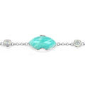 25.50 Ct Marquise Aqua Blue Amazonite Bezel Sterling Silver Strand Bracelet by Fine Color Jewels