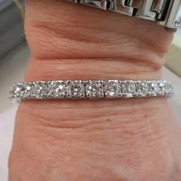 25 Ct Round Diamond Tennis Bracelet 14K Gold Lab Grown IGI Cert D-F VS by DailySale