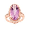 5.92 Ct Oval Pink Amethyst Prong Silver Halo Bold Ring by Fine Color Jewels
