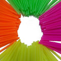 250-Pieces: Wow Plastic Neon Disposable Plastic Drinking Straws by DailySale