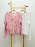 Floral Jacquard Lace Button-down Top by Boutique 23