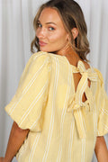 Sweet And Back Bow Accent Plaid Top by Boutique 23