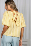 Sweet And Back Bow Accent Plaid Top by Boutique 23