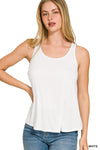 Flowy Hem Rayon Sleeveless Tank Top: White