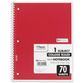 Mead Spiral Notebook, 3-Hole Punched, 1 Subject, Medium/College Rule, Randomly Assorted Covers, 10.5 x 7.5, 70 Sheets