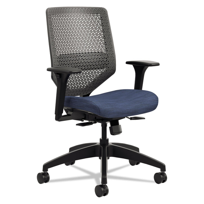 HON Solve Series ReActiv Back Task Chair, Supports Up to 300 lb, 18" to 23" Seat Height, Midnight Seat, Charcoal Back, Black Base
