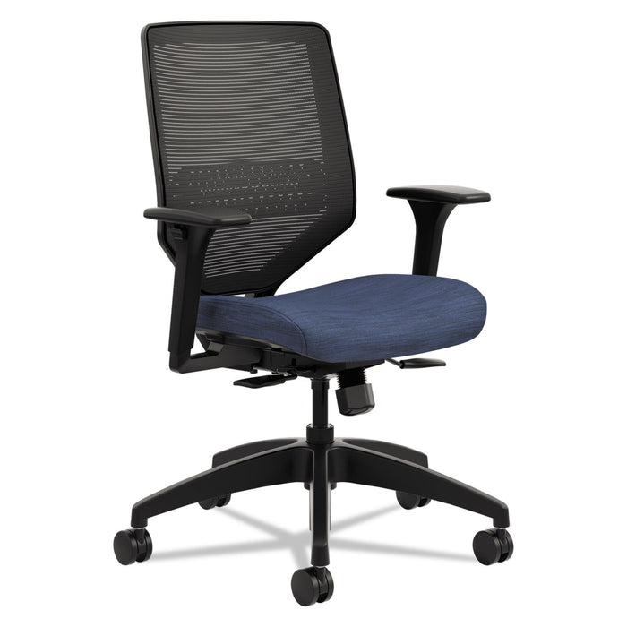 HON Solve Series Mesh Back Task Chair, Supports Up to 300 lb, 16" to 22" Seat Height, Midnight Seat, Black Back/Base