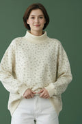 Floral Print Oversized Mock Neck Sweatshirt by Boutique 23
