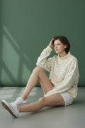 Floral Print Oversized Mock Neck Sweatshirt by Boutique 23