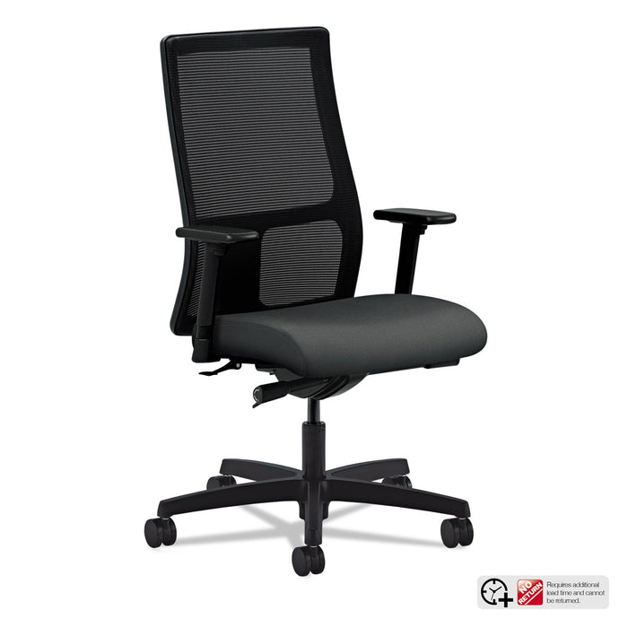 HON Ignition Series Mesh Mid-Back Work Chair, Supports Up to 300 lb, 17.5" to 22" Seat Height, Iron Ore Seat, Black Back/Base