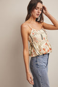 Patchwork Floral Peplum Cami Top by Boutique 23