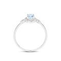 Blue oval Aquamarine Diamond Halo Ring by Fine Color Jewels