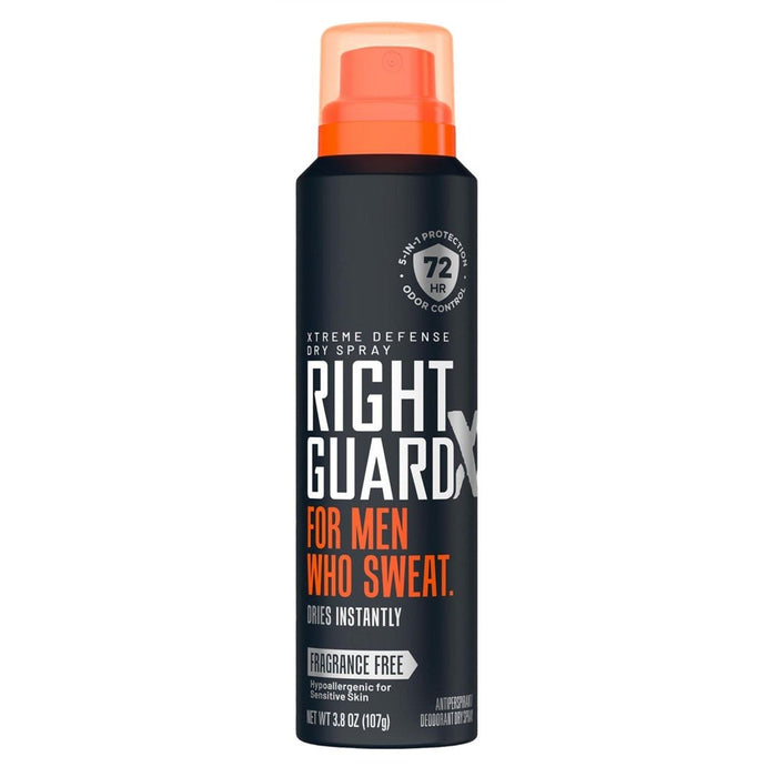 Right Guard Xtreme Defense Dry Spray Fragrance-Free 3.8oz Men by Pasteur Pharmacy