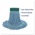 Boardwalk Super Loop Wet Mop Head, Cotton/Synthetic Fiber, 5" Headband, Medium Size, Blue, 12/Carton