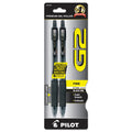 Pilot G2 Premium Gel Pen, Retractable, Fine 0.7 mm, Black Ink, Smoke Barrel, 2/Pack