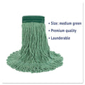 Boardwalk Super Loop Wet Mop Head, Cotton/Synthetic Fiber, 5" Headband, Medium Size, Green, 12/Carton