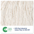 Boardwalk Super Loop Wet Mop Head, Cotton/Synthetic Fiber, 5" Headband, Medium Size, White, 12/Carton
