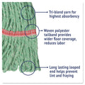 Boardwalk Super Loop Wet Mop Head, Cotton/Synthetic Fiber, 5" Headband, Large Size, Green, 12/Carton