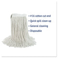 Boardwalk Cut-End Wet Mop Head, Cotton, #16, White, 12/Carton