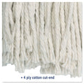 Boardwalk Cut-End Wet Mop Head, Cotton, #16, White, 12/Carton