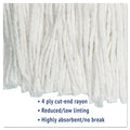 Boardwalk Cut-End Wet Mop Head, Rayon, No. 20, White, 12/Carton