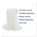 Boardwalk Cut-End Wet Mop Head, Rayon, No. 24, White