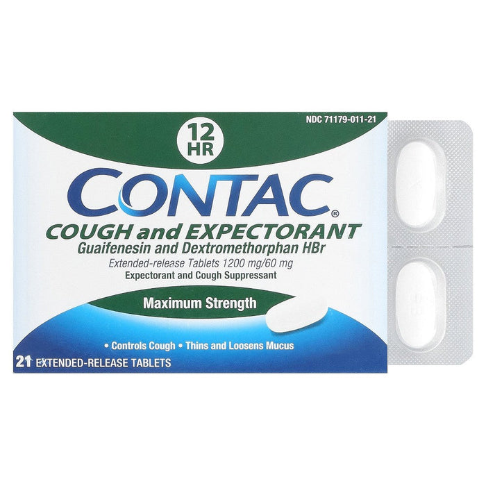 Contac Cough & Expectorant 12 Hour Max Strength Tablets 21 Ct by Pasteur Pharmacy