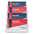 deflecto 4-Pocket Business Card Holder, Holds 200 Cards, 3.94 x 3.5 x 3.75, Plastic, Clear