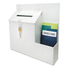 deflecto Suggestion Box Literature Holder with Locking Top, 13.75 x 3.63 x 13.94, Plastic, White