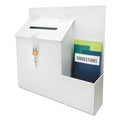 deflecto Suggestion Box Literature Holder with Locking Top, 13.75 x 3.63 x 13.94, Plastic, White