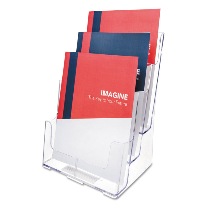 deflecto 3-Compartment DocuHolder, Magazine Size, 9.5w x 6.25d x 12.63, Clear
