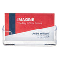 deflecto Horizontal Business Card Holder, Holds 50 Cards, 3.88 x 1.38 x 1.81, Plastic, Clear