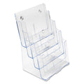 deflecto 4-Compartment DocuHolder, Magazine Size, 9.38w x 7d x 13.63h, Clear