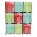 deflecto Stand-Tall 9-Bin Wall-Mount Literature Rack, Mag, 27.5w x 3.38d x 35.63h, Clear/Black
