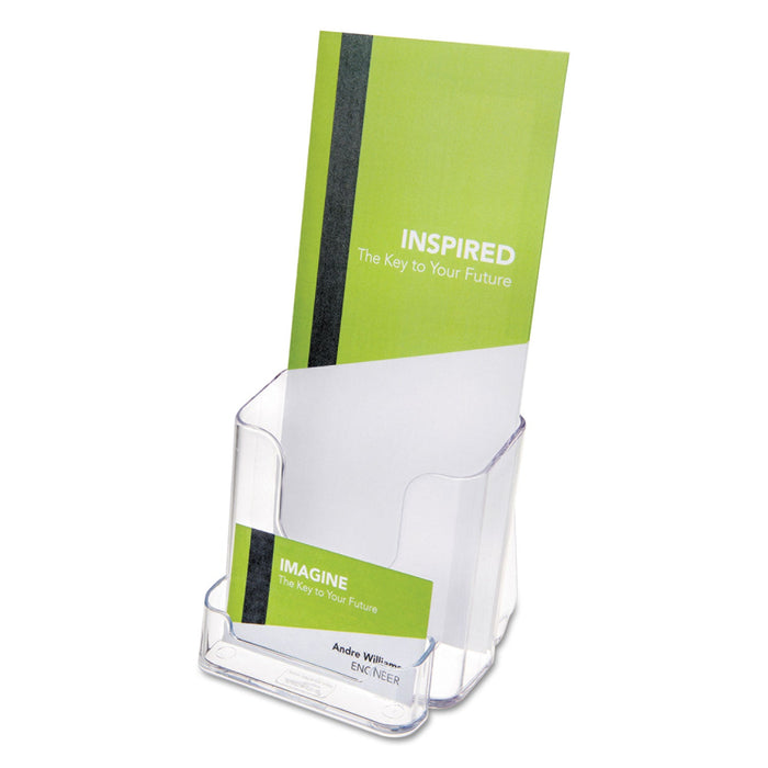 deflecto DocuHolder for Countertop/Wall-Mount w/Card Holder, 4.38w x 4.25d x 7.75h, Clear