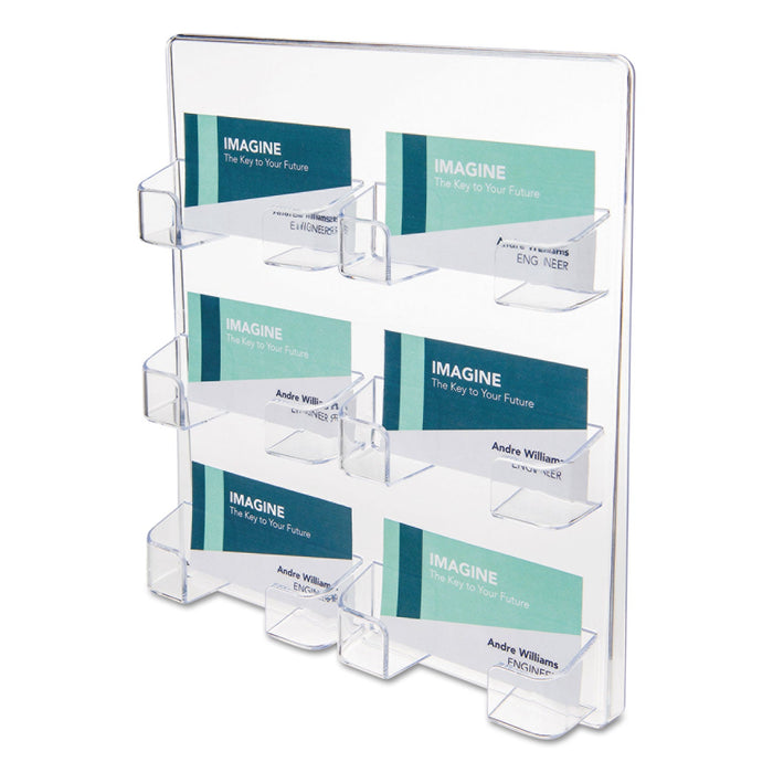 deflecto 6-Pocket Business Card Holder, Holds 480 Cards, 8.5 x 1.63 x 9.75, Plastic, Clear