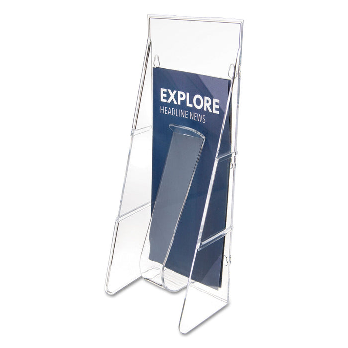 deflecto Stand-Tall Wall-Mount Literature Rack, Leaflet, 4.56w x 3.25d x 11.88h, Clear