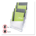 deflecto 4-Compartment DocuHolder, Magazine Size, 9.38w x 7d x 13.63h, Clear