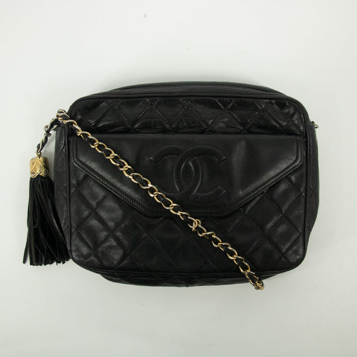 Chanel Lamb Skin Quilted Black Camera Crossbody Bag #2531 by Bolt Boutique