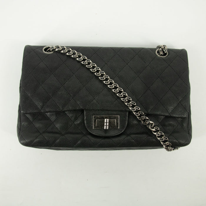 Chanel Matlasse Caviar Skin 2.55 Double Flap Chain Shoulder Bag Black #2534 by Bolt Boutique