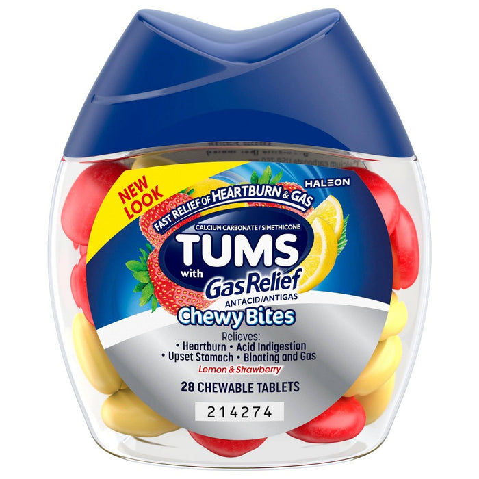 Tums Antacid Extra Strength Chewy Bites Lemon & Strawberry 28 CT by Pasteur Pharmacy
