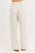 Smock Wasit Lined Blend Wide Leg High Rise Pants by Boutique 23