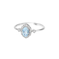 Blue oval Aquamarine Diamond Halo Ring by Fine Color Jewels